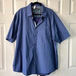 New Beverly Hills Polo Club Men's Button Down Shirt 3X Blue Short Sleeve